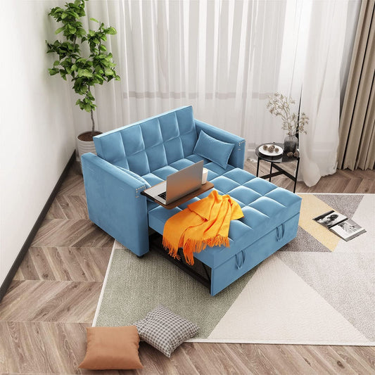 Multi-Functional Velvet Sleeper Sofa with Hidden Table-1