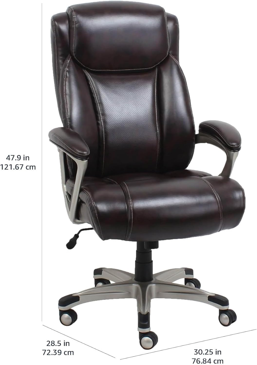 Big & Tall Executive Office Desk Chair with Lumbar Support, Adjustable Height, 350 Lb Capacity, Brown Pewter Finish-2