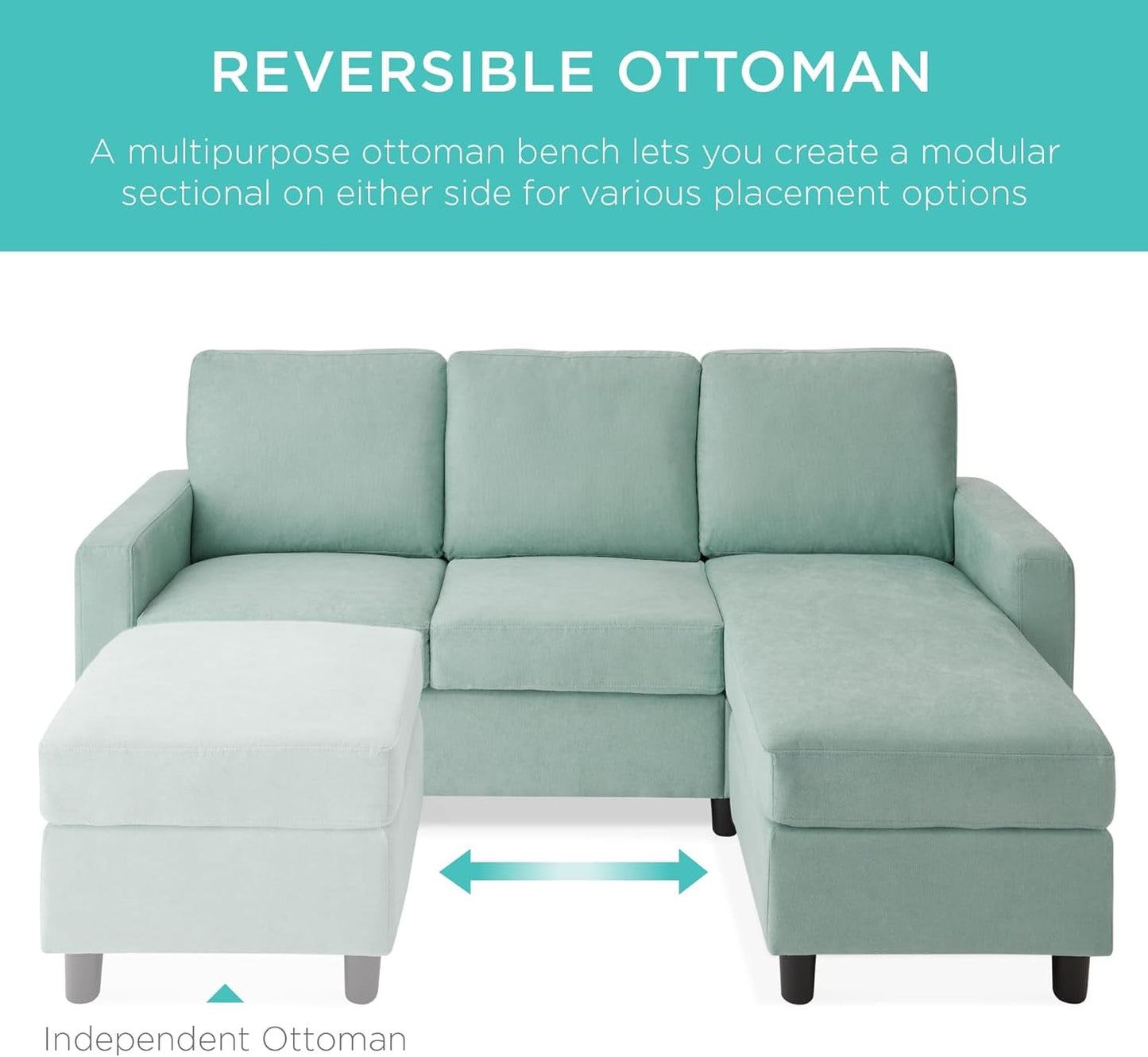 Aqua 3-Seat L-Shape Sectional Sofa with Ottoman-2