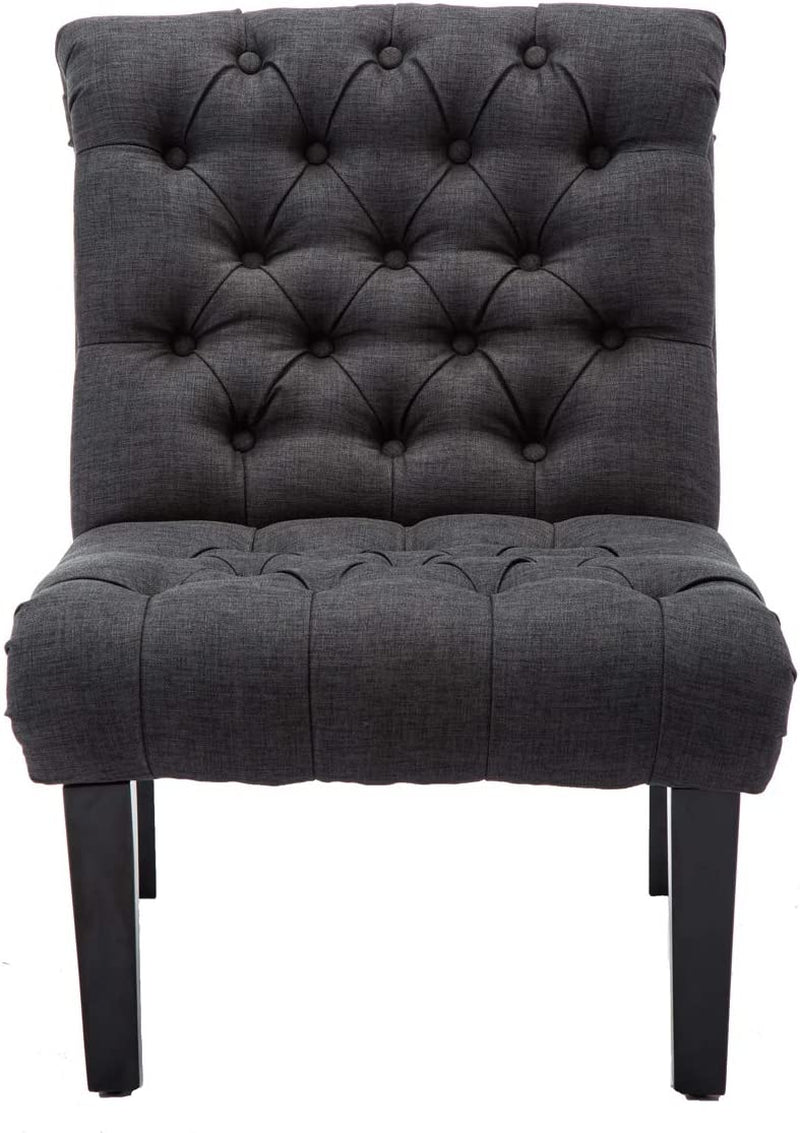 Gray Armless Accent Chair with Wood Legs-3