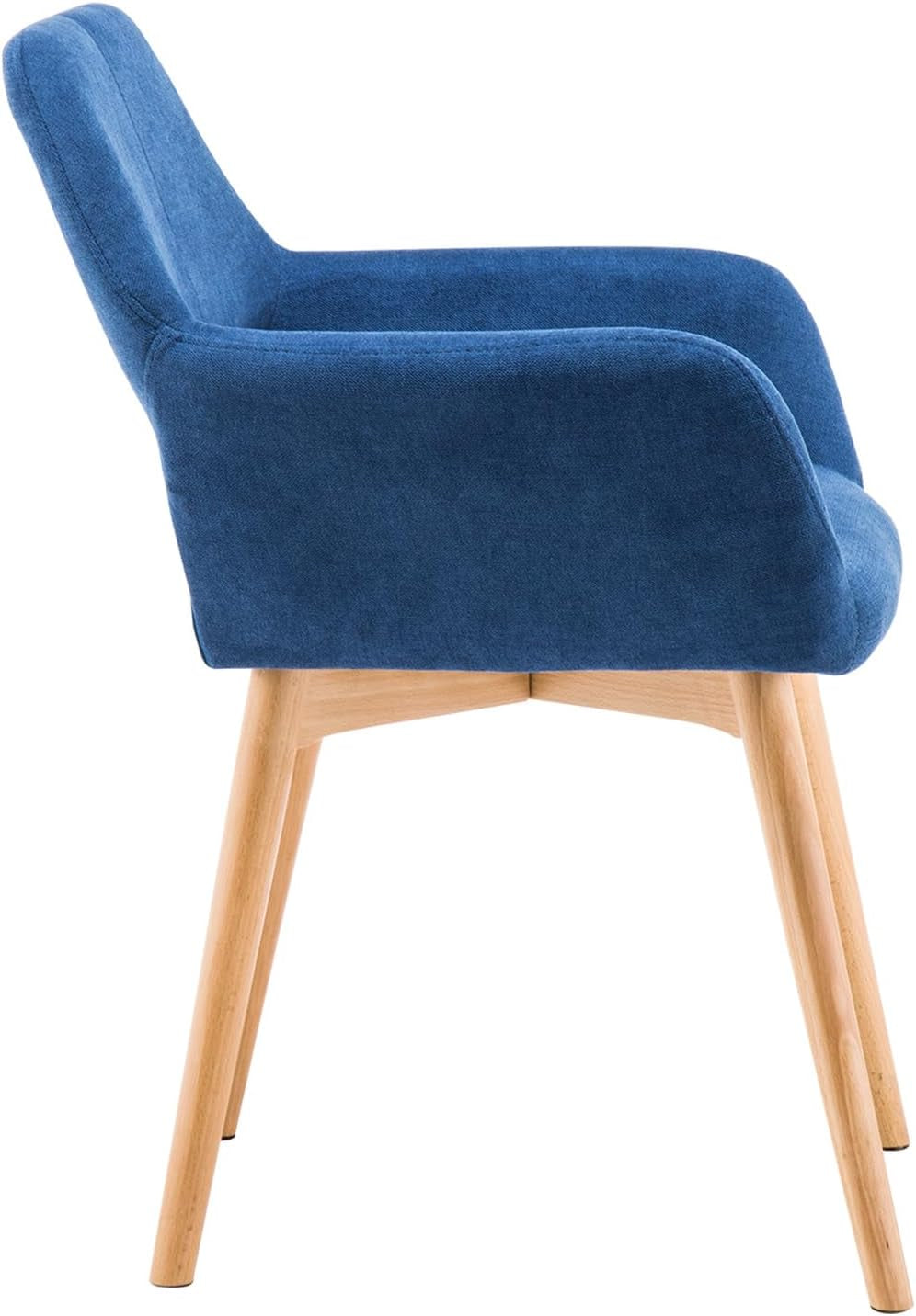 Desk Chair No Wheels Vanity Chair Makeup Chair Comfy Accent Chair for Living Dining Room Bedroom Home Office Mid Century Modern Upholstered Arm Chair Sofa Chair (Blue, 1)-3