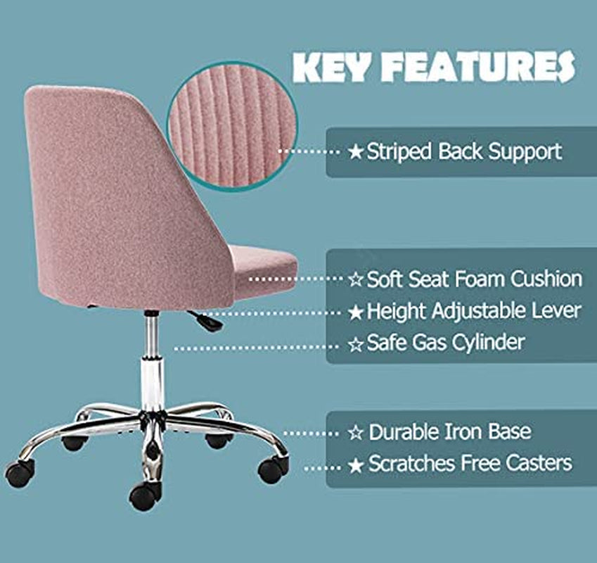 Modern Mauve Pink Rolling Desk Chair-4