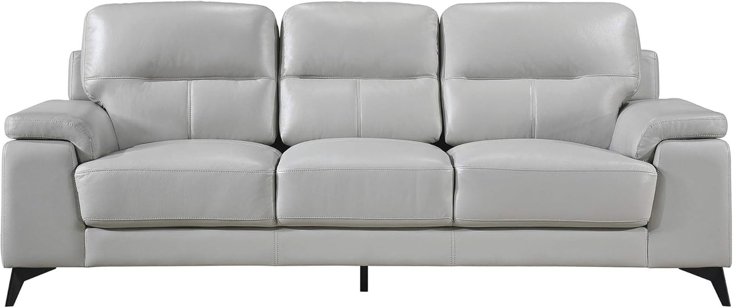 89" Leather Sofa, Silver Gray-3