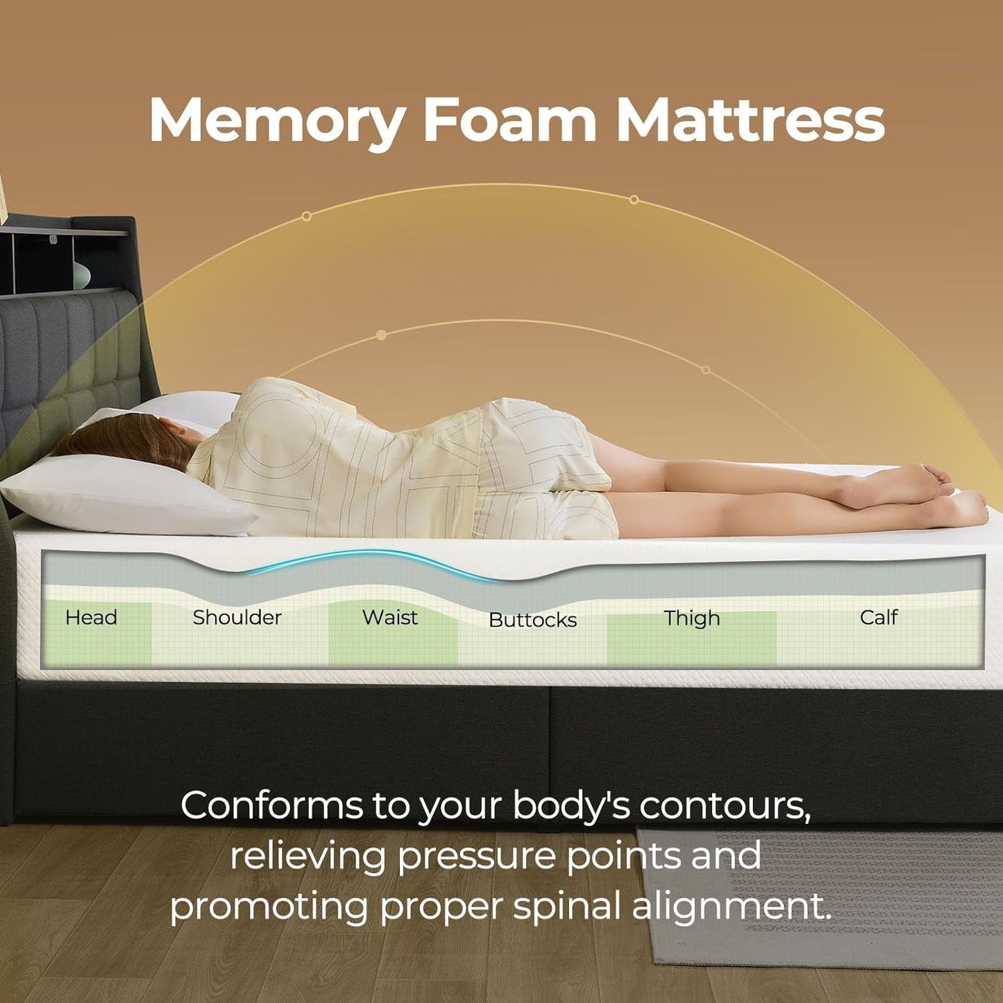 Twin Gel Memory Foam Mattress Fiberglass-Free, Breathable, 6"-4