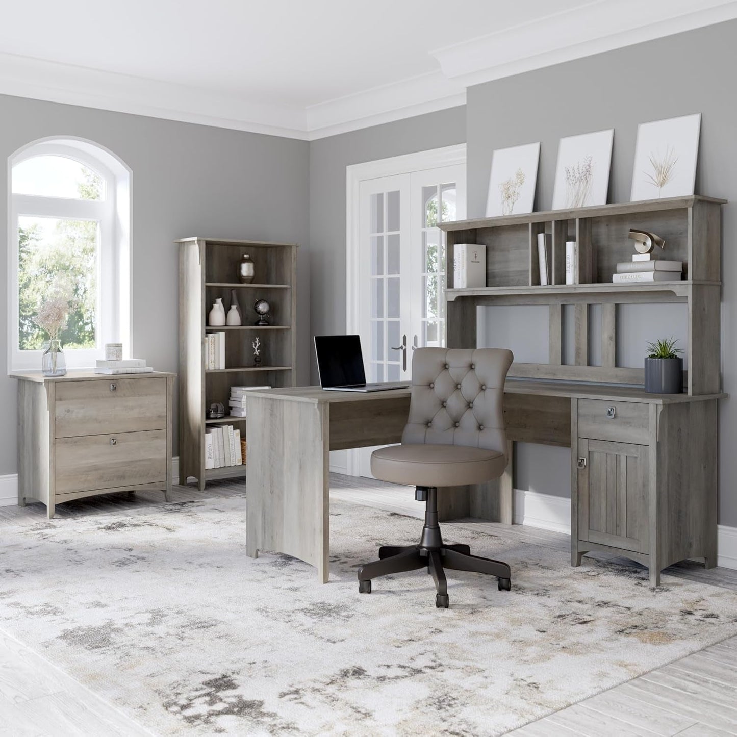 Bush Furniture Salinas 2 Drawer Lateral File Cabinet in Driftwood Gray-2