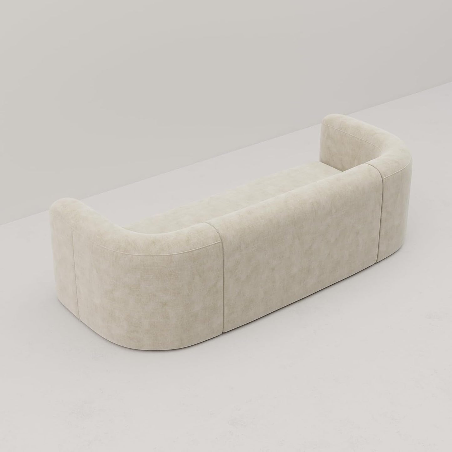 Luxury Modern Tight Curved Back Velvet Sofa, Minimalist Style Comfy Couch for Living Room Apartment, 3 Seater, Cream-4