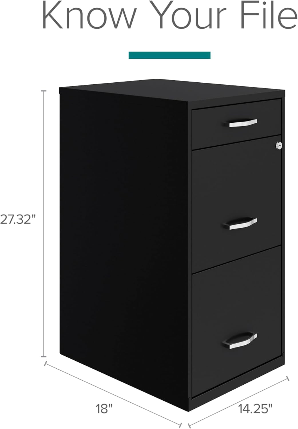 Locking 3-Drawer Steel File Cabinet-4