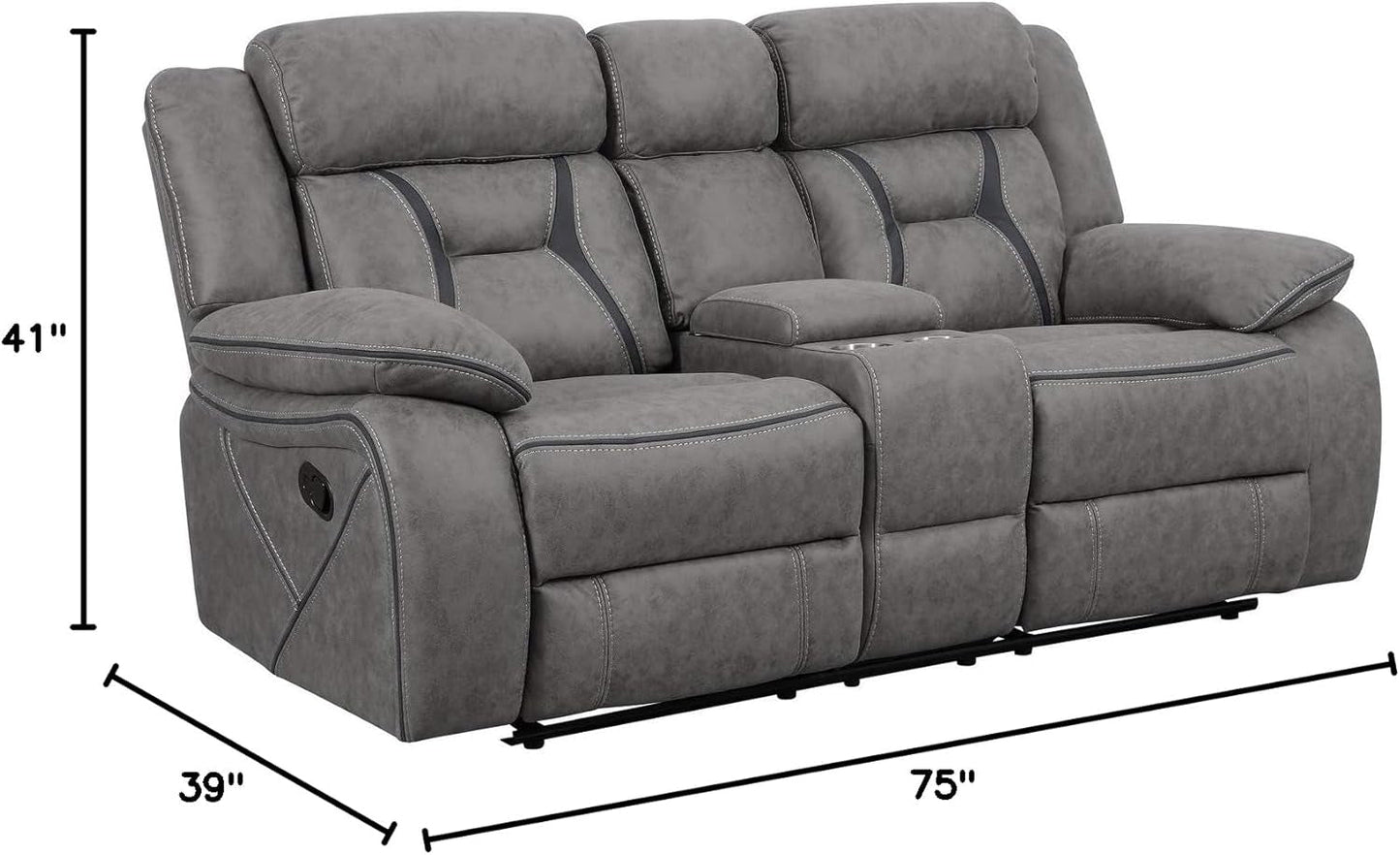 Gray Loveseat with Cup Holder - Houston rana-0