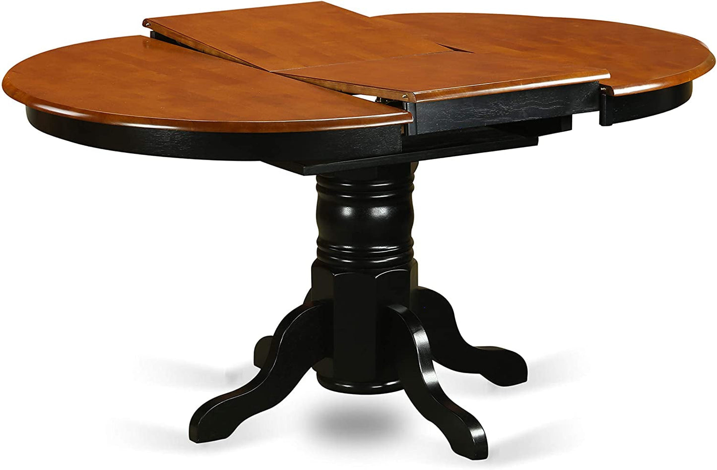 Wooden Oval Kitchen Table with Black Finish, Cherry Top-2