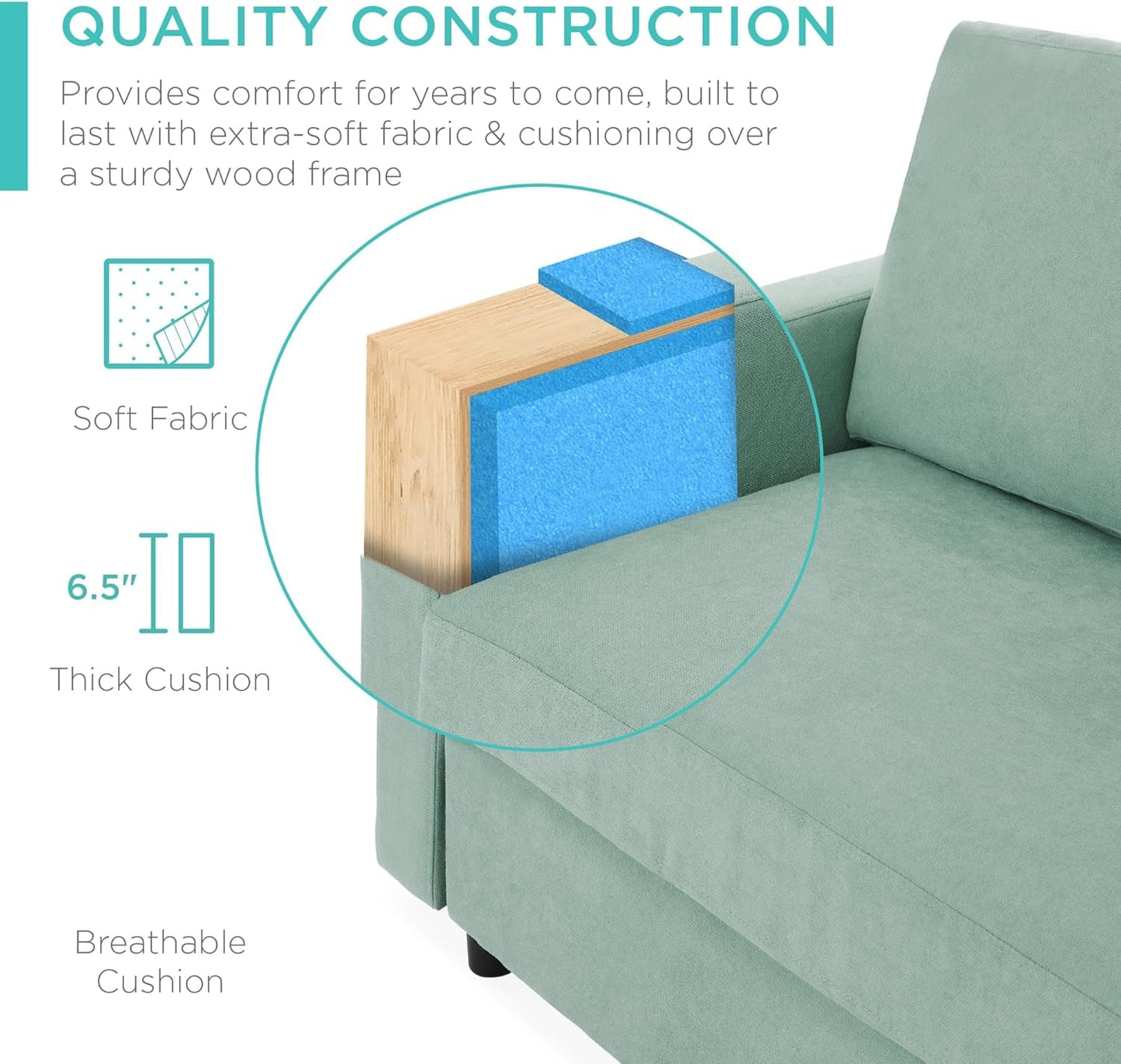 Aqua 3-Seat L-Shape Sectional Sofa with Ottoman-4