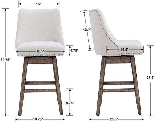 Upholstered Stool Chairs with Back and Wood Legs, Set of 4-1