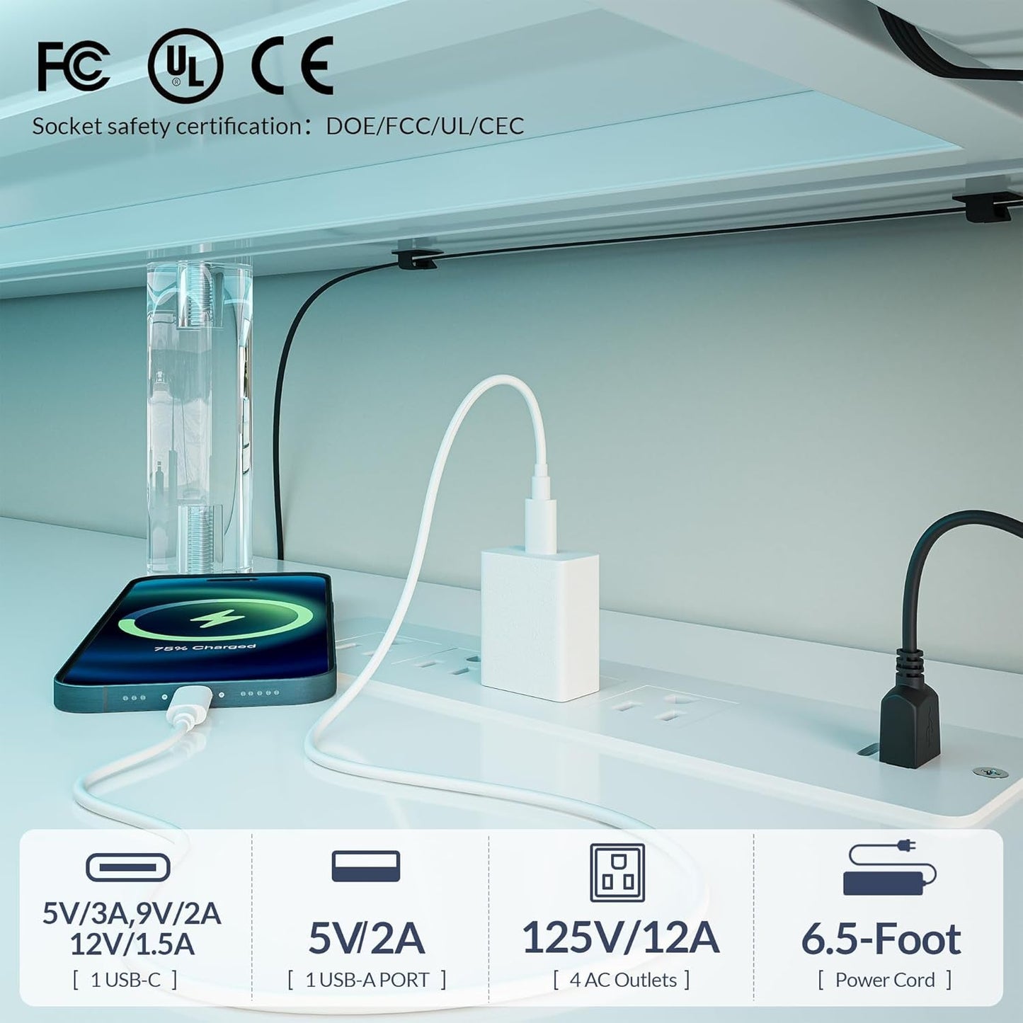 79" TV Stand for Tvs up to 85", LED Light Entertainment Center with 42" Electric Fireplace Heater, Storage Cabinet with USB AC Outlet, Media Console Table for Living Room - Avenue (White)-4