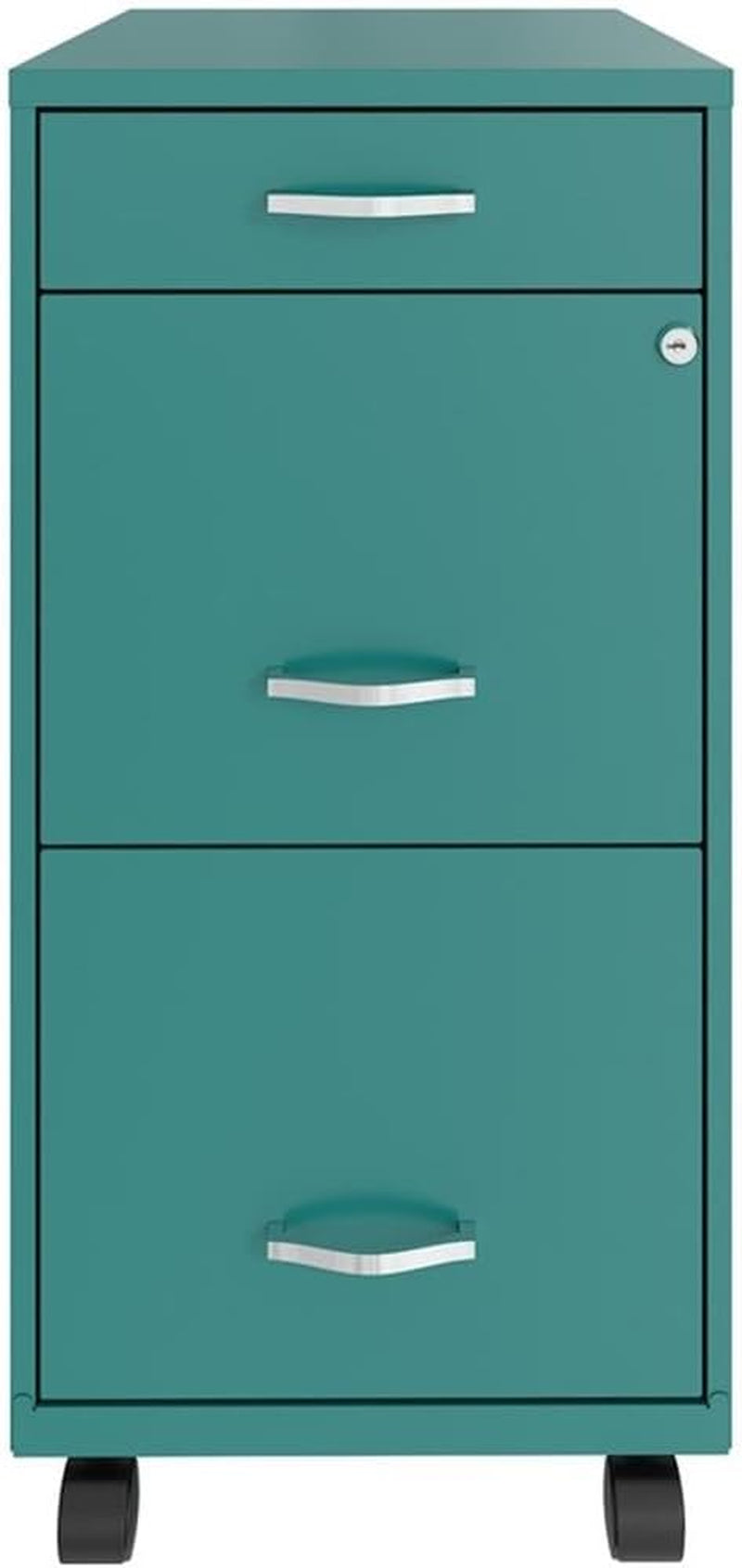 3 Drawers 29.52" Vertical Turquoise Metal Filing Cabinet Lockable Pre-Assembled Movable Letter Size for Home, Office-4
