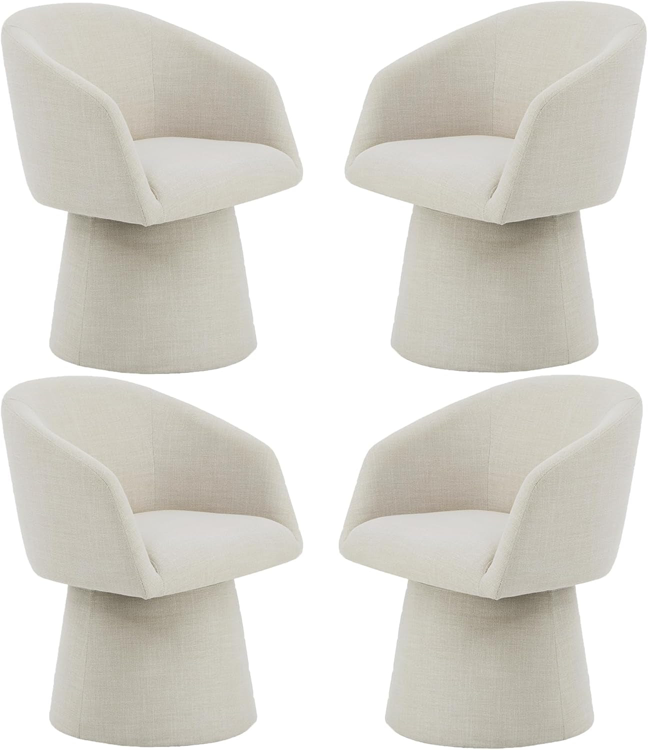 Swivel Dining Chairs Modern Accent Armchair Side Deskchair for Diningroom Vanity Bedroom Livingroom Reading Room,Linen,4 PCS-0