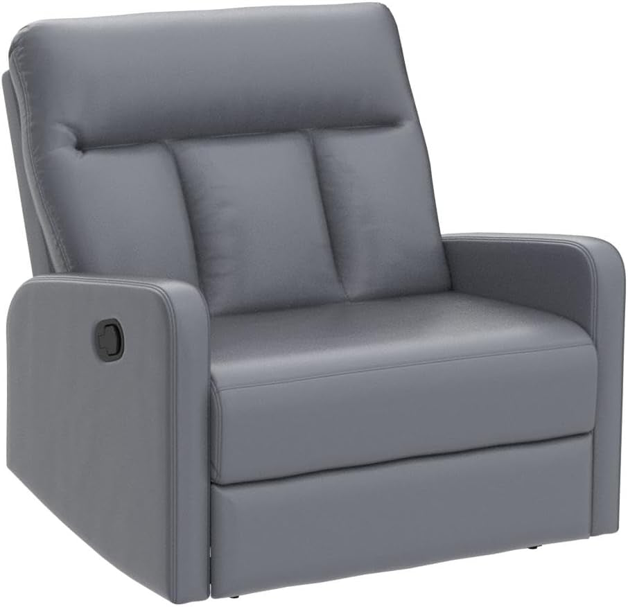 Oversized Wide Recliner Chair Faux Leather 2-Seater Recliners Roomy Manual Reclining Chairs for Living Room, Perfect for Pups to Sit Together, Grey-4
