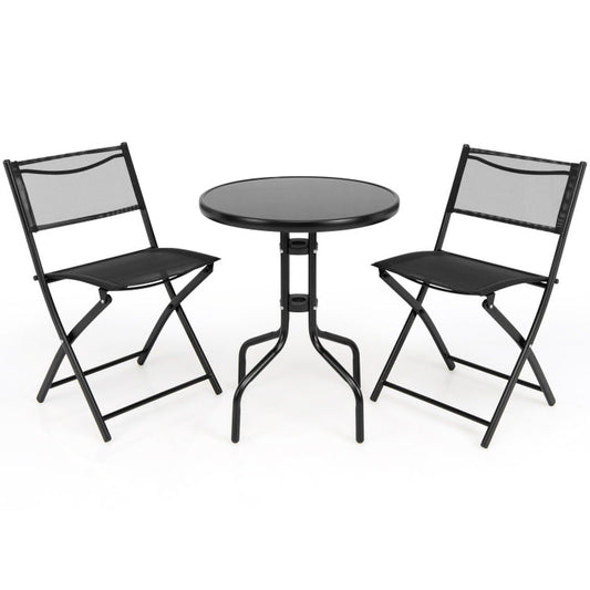 3 Pieces Folding Bistro Table Chairs Set for Indoor and Outdoor-1