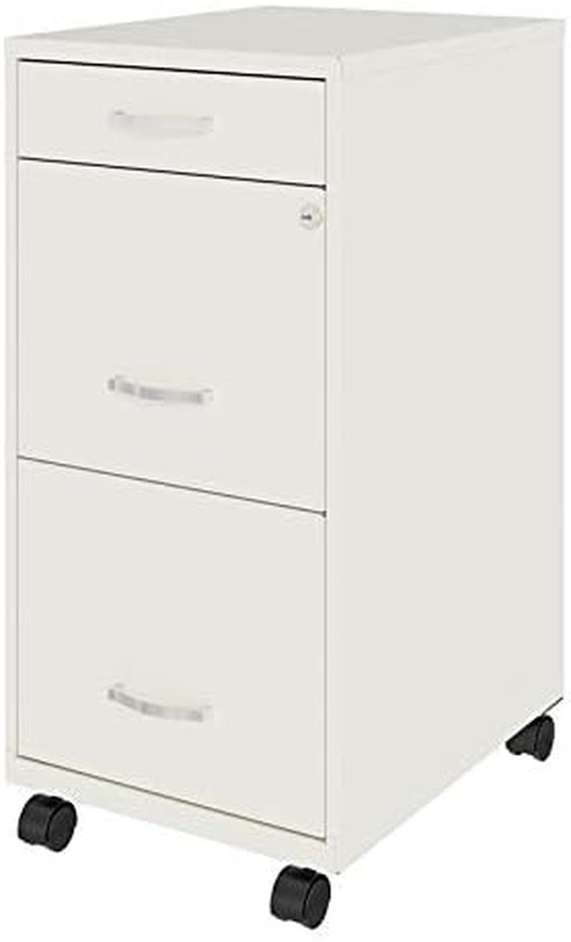 3 Drawers 29.52" Vertical White Metal Filing Cabinet Lockable Pre-Assembled Movable Letter Size for Home, Office-2