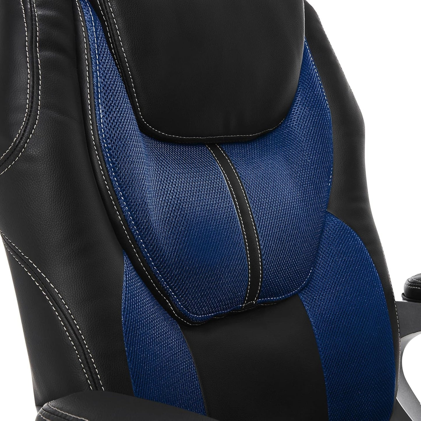 Executive Office Padded Arms, Adjustable Ergonomic Gaming Desk Chair with Lumbar Support, Faux Leather and Mesh, Black/Blue-4