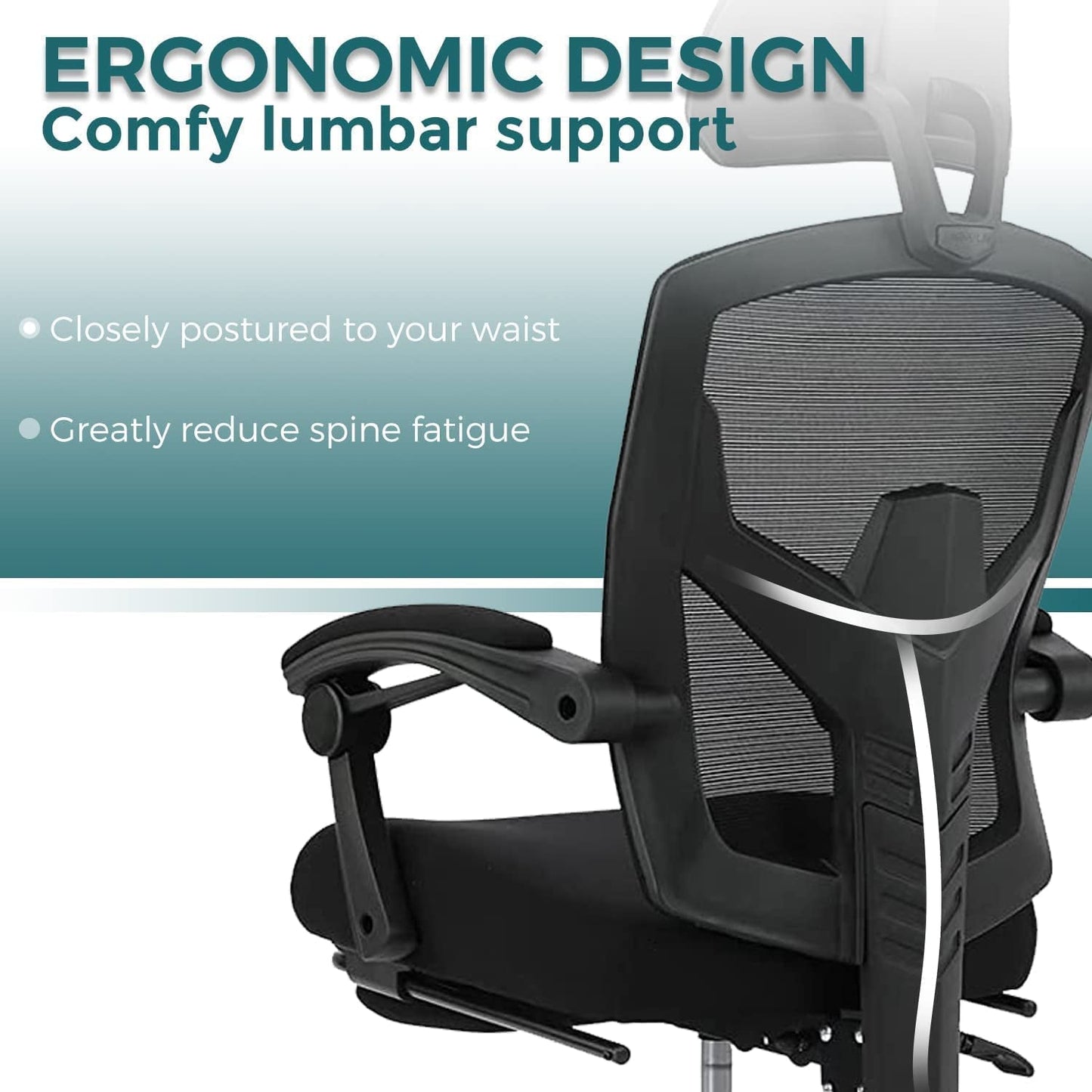Ergonomic Reclining Mesh Office Chair with Accessories-4