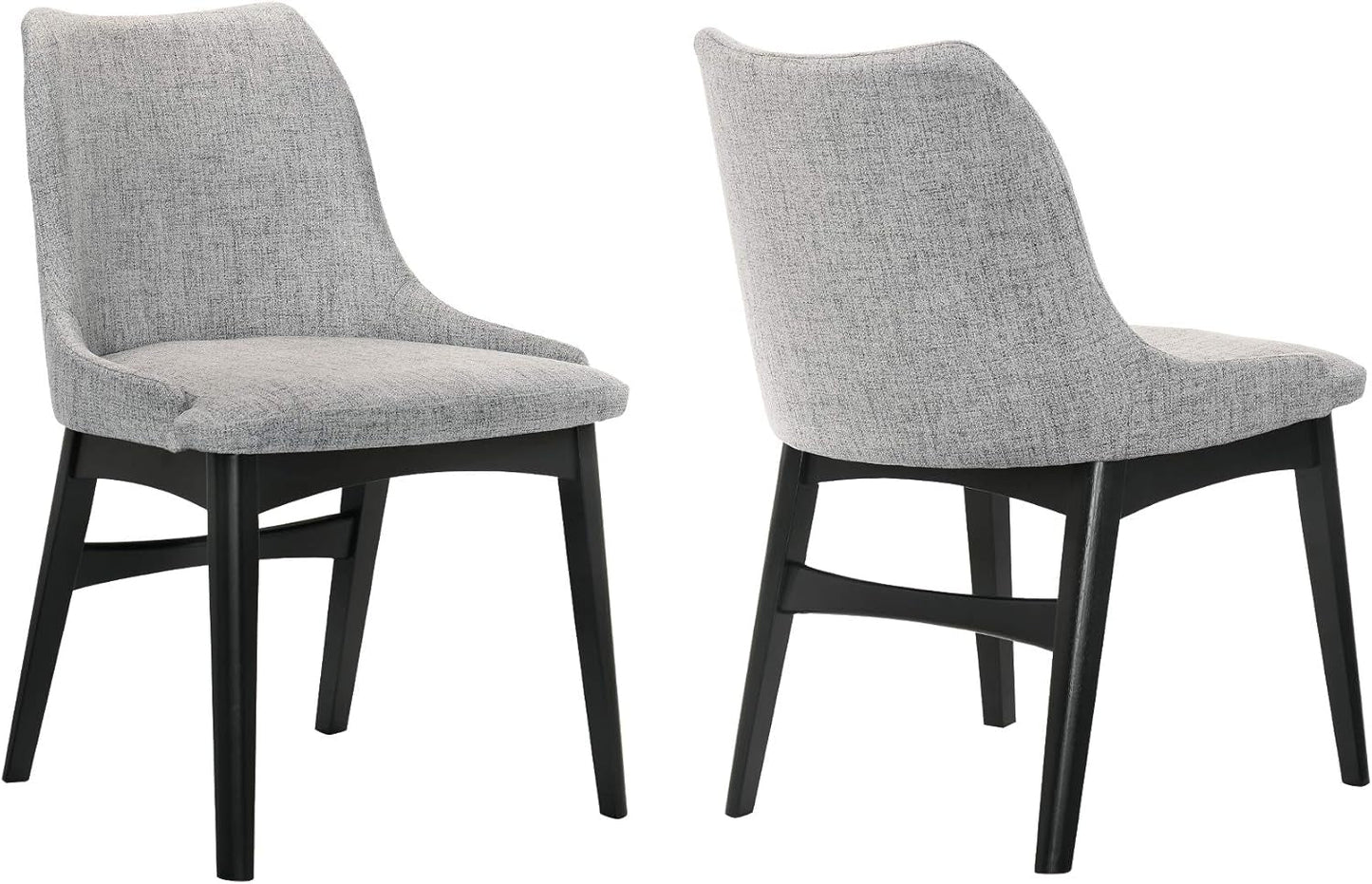 Azalea Fabric Wood Dining Side Chairs-Set of 2, 19" SH, Gray/Black-2
