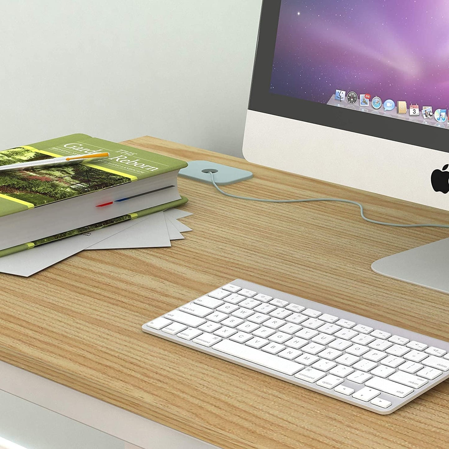 White Frame Oak Top 55-Inch Desk-2
