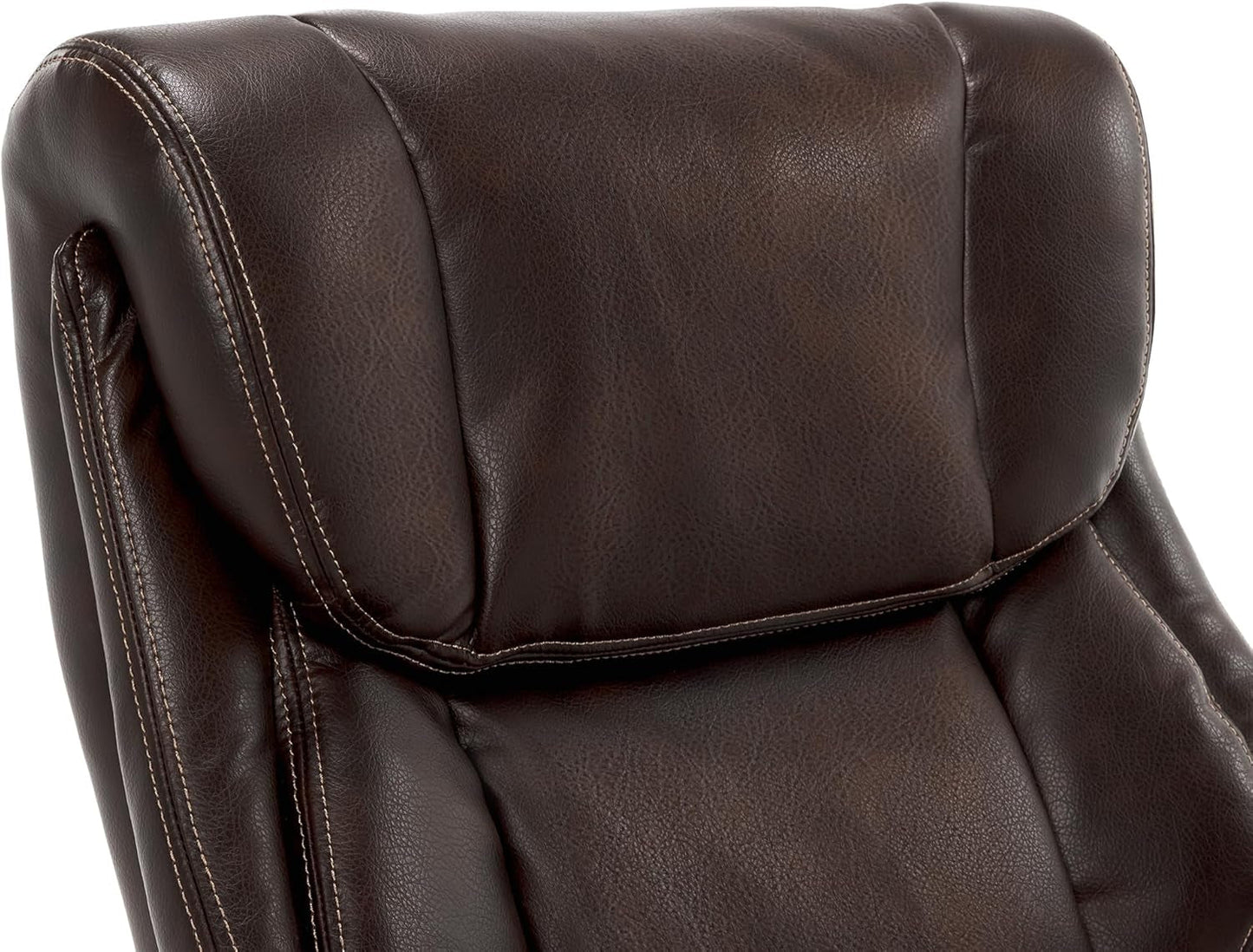 Bellamy Executive Office Chair with Memory Foam Cushions, Solid Wood Arms and Base, Waterfall Seat Edge, Bonded Leather, Brown-4