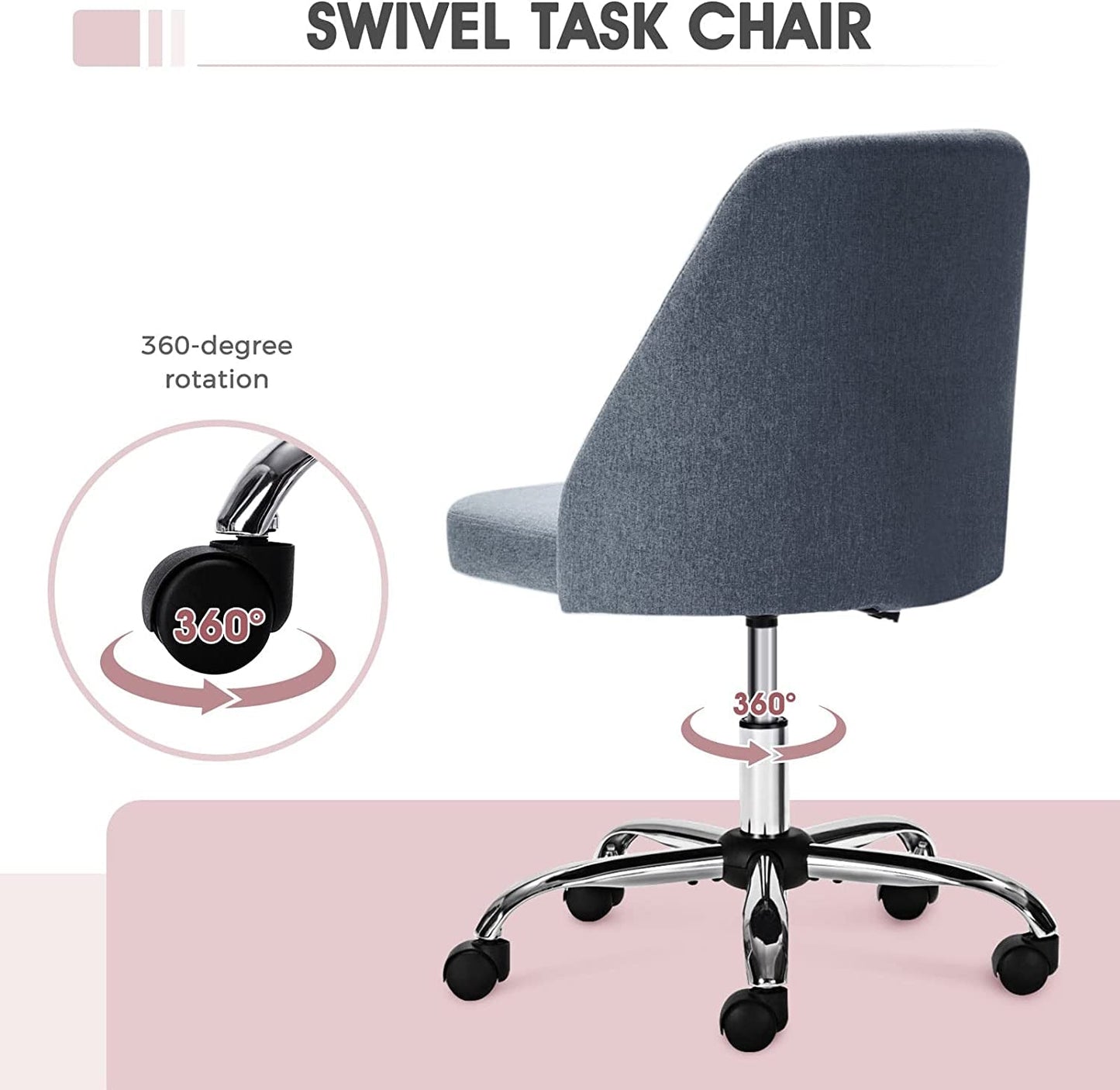 Adjustable Armless Rolling Chair for Small Spaces-1