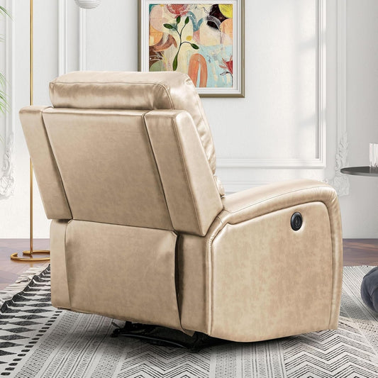 Electric Recliner Chair, Soft PU Leather Power Recliners with Padded Backrest, Single Overstuffed Heavy Duty Reclining Sofa for Living Room Bedroom-1