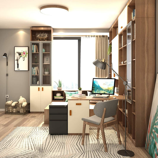 Black 3-Drawer Mobile File Cabinet with Lock-1