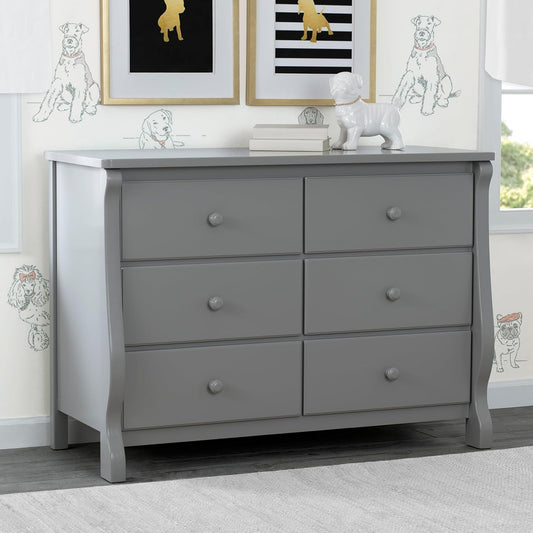 Universal 6 Drawer Dresser with Interlocking Drawers - Greenguard Gold Certified, Grey-1