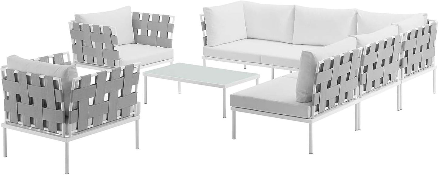 8 Piece White Aluminum Outdoor Patio Set-3
