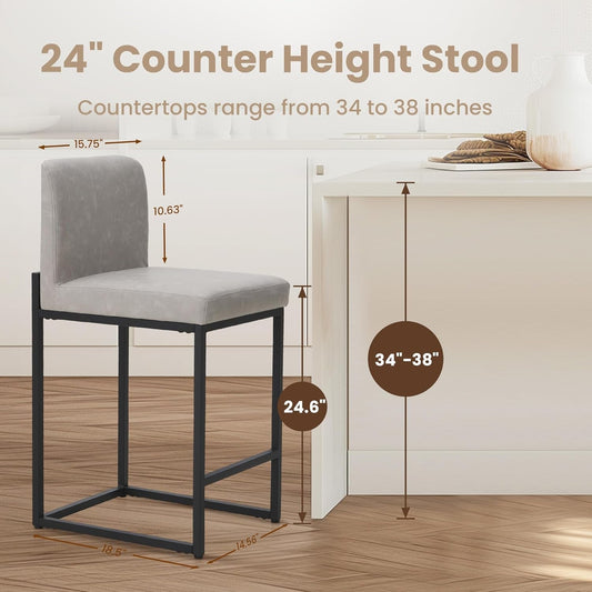 Bar Stools Set of 4 - Counter Height Bar Stool Pu Leather Kitchen Modern Bar Chairs, Bar Stools with Back-1