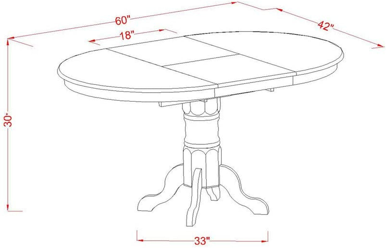 Wooden Oval Kitchen Table with Black Finish, Cherry Top-4