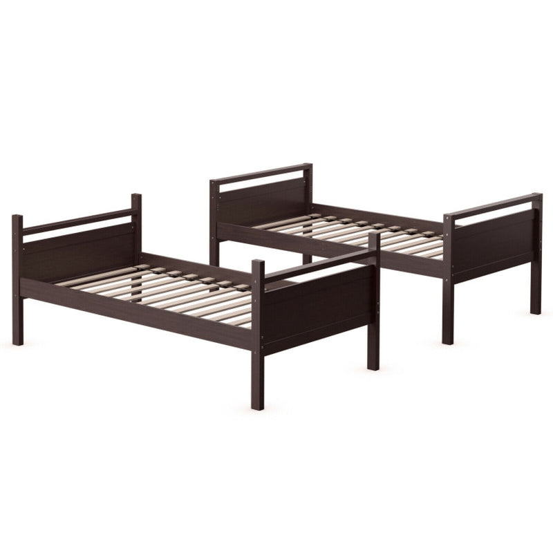Twin over Twin Bunk Bed with Ladder and Guard Rail-3