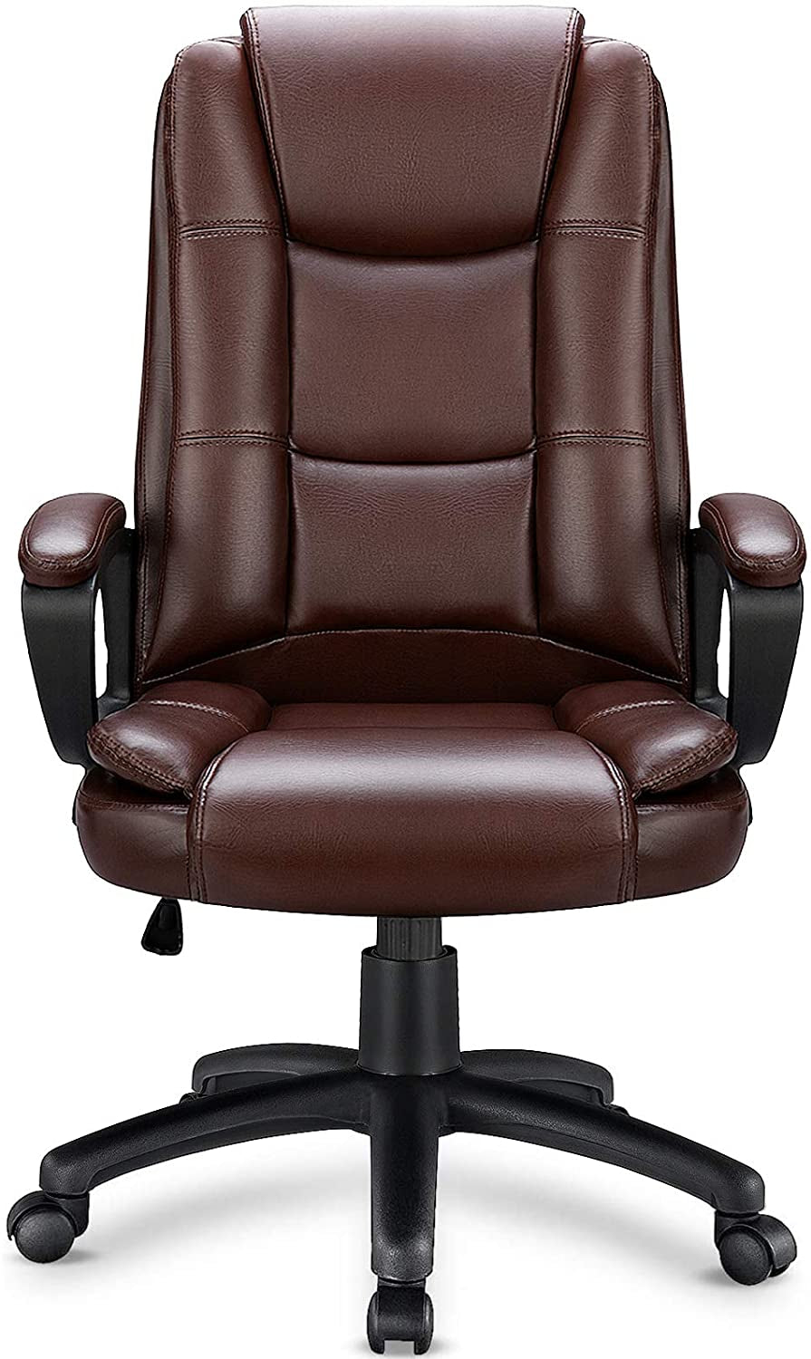 Home Office Chair, 400LBS Big and Tall Chair Heavy Duty Design, Ergonomic High Back Cushion Lumbar Back Support, Computer Desk Chair, Adjustable Executive Leather Chair with Armrest-0