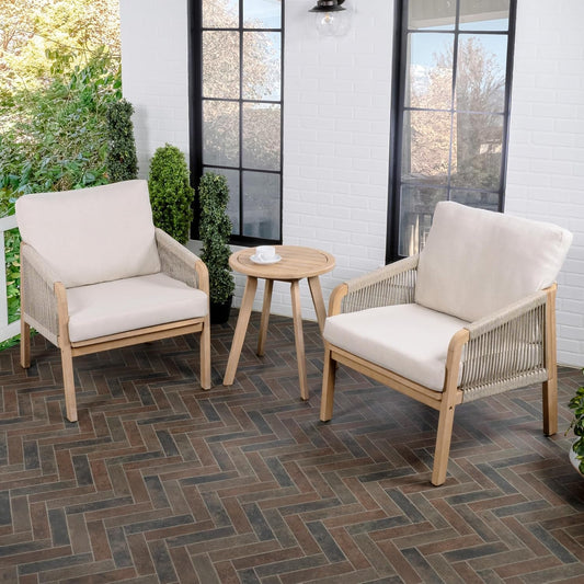 LVG1203A-3SET Aveiro 3-Piece Modern Bohemian Roped Acacia Wood Conversation Outdoor Patio Set with Cushions Coastal, Contemporary, Transitional, Rustic, Cottage, Beige/Light Teak-1