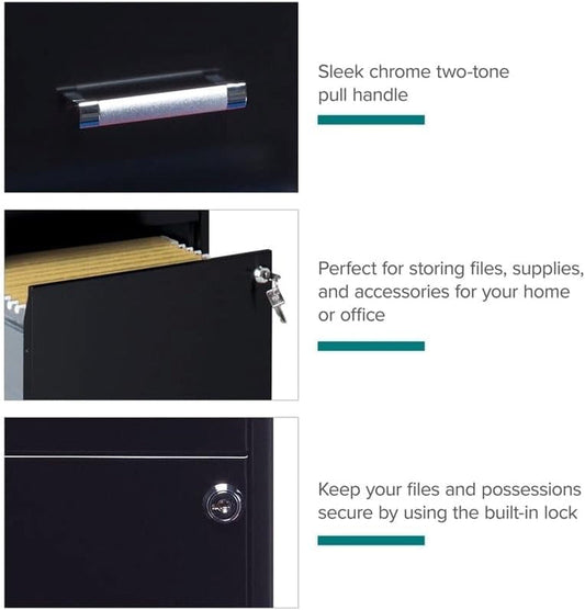 Black Metal Letter File Cabinet, 18" Deep, 4 Drawers-1