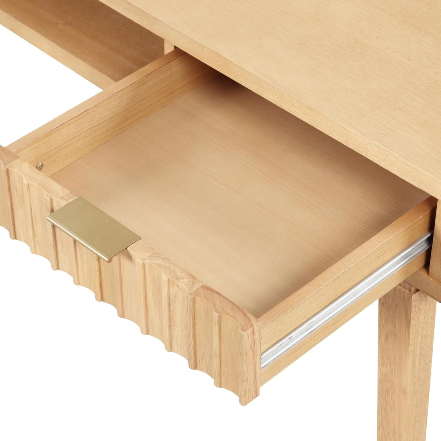 Jasper Small Home Office Desk with Storage, Bohemian Writing Desk with Drawer and Open Cubby, Natural Brown-4