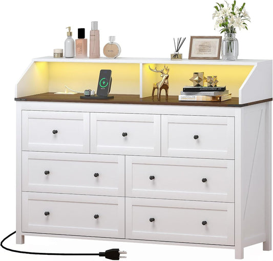7 Drawer LED Dresser Charging Station RGB Lights-1