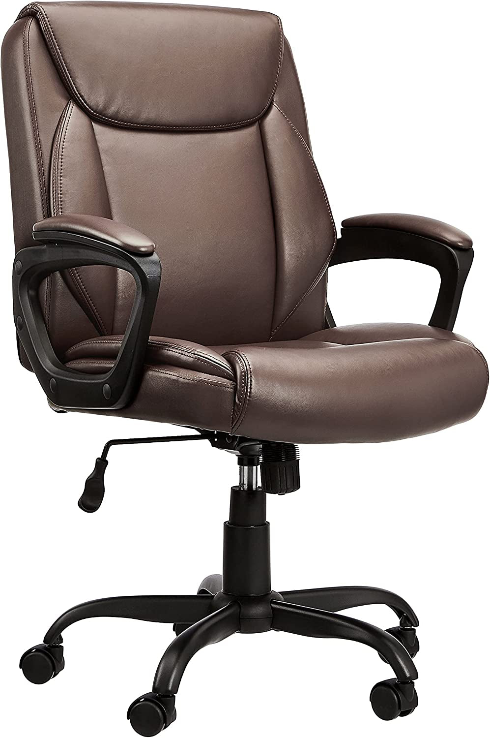 Amazonbasics Classic Puresoft Pu-Padded Mid-Back Office Computer Desk Chair with Armrest - Brown-0