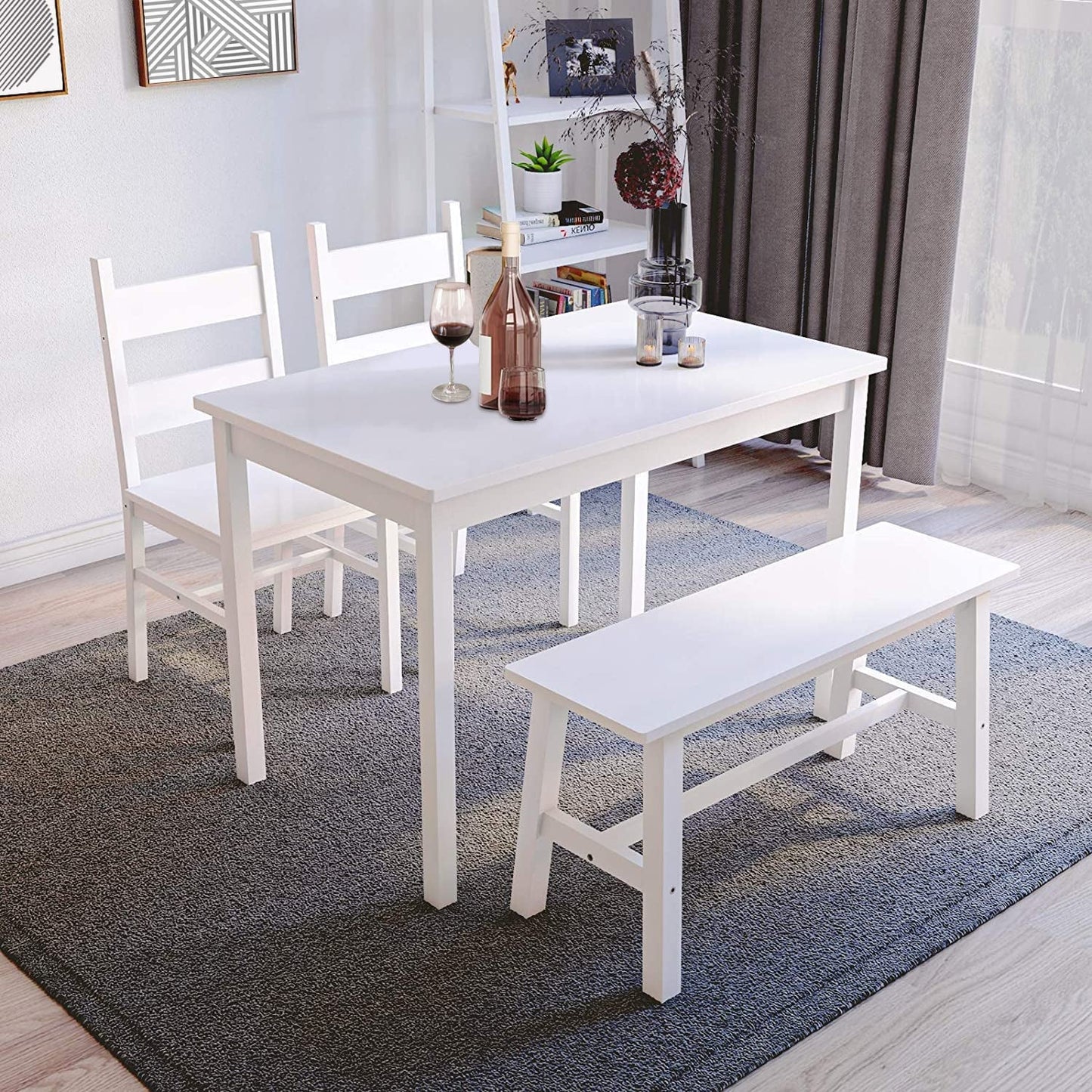 Solid Wood 4 PC Kitchen Table and Chair Set-0