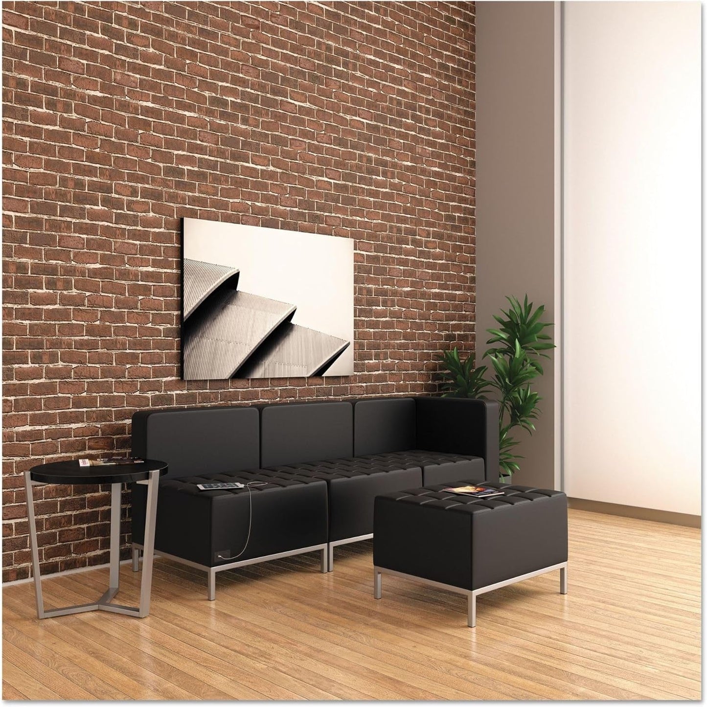 ALEQB8116P 26.38 In. X 26.38 In. X 30.5 In. QUB Series Powered Armless L Sectional - Black-4