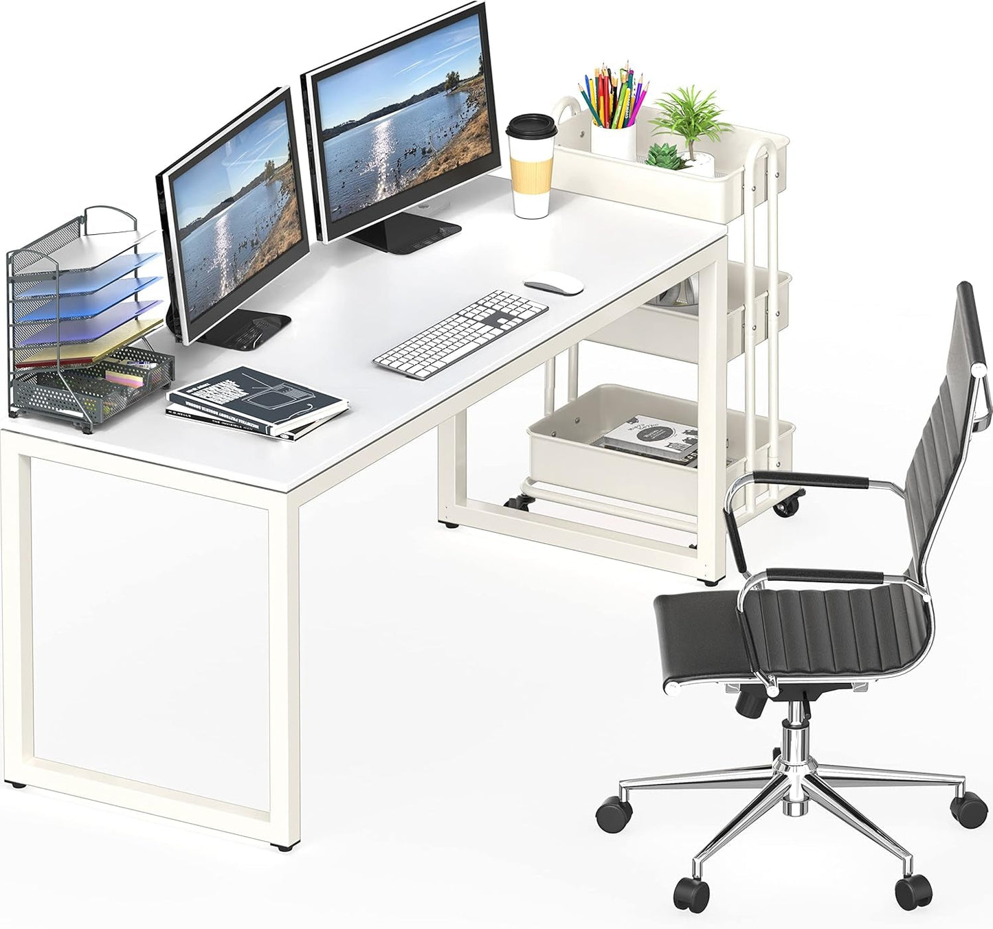 Home Office 55-Inch Large Computer Desk, 24" Deep, White-3