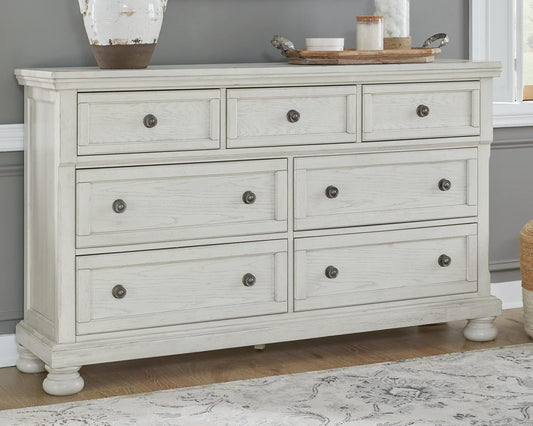 Robbinsdale Traditional 7 Drawer Dresser, Antique White-1