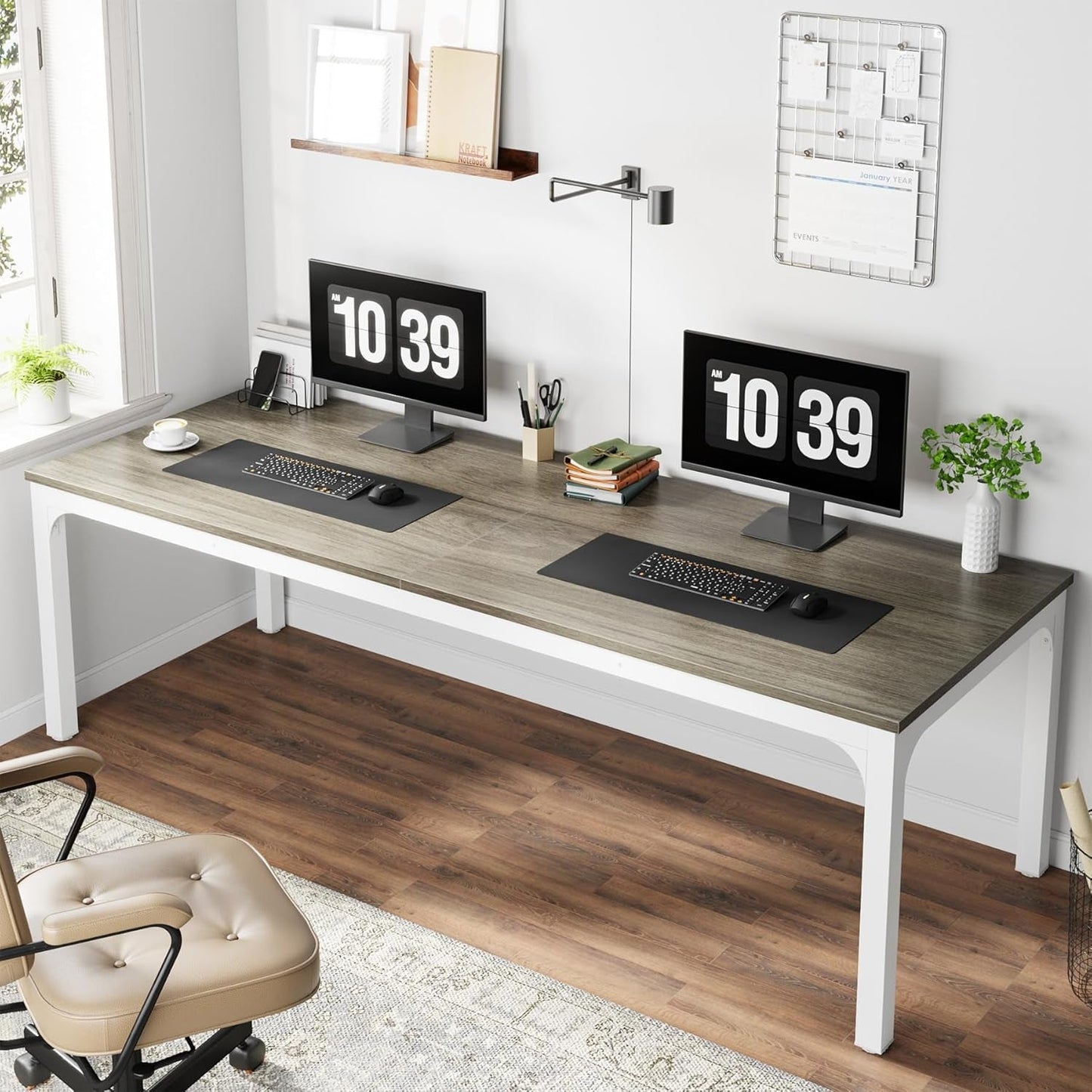 78.7 Inches Extra Long Computer Desk 2 Person Desk, Double Long Desk, Workstaion for Home Office-3
