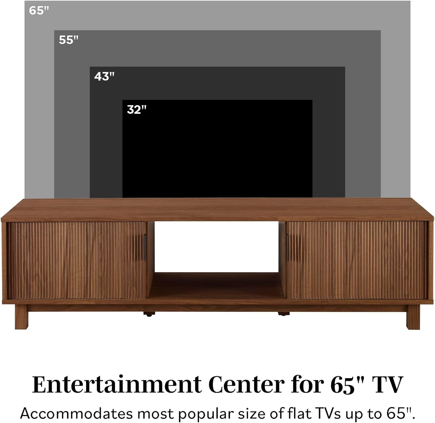 Walton Modern Fluted-Door Low TV Stand for Tvs up to 65 Inches, 58 Inch, Mocha-4