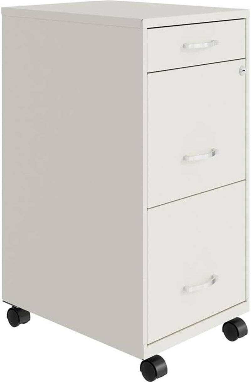 3 Drawers 29.52" Vertical White Metal Filing Cabinet Lockable Pre-Assembled Movable Letter Size for Home, Office-0
