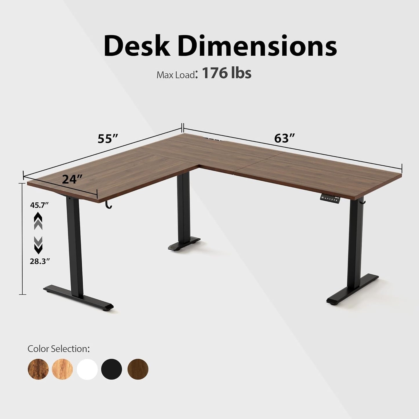 L Shaped Standing Desk Adjustable Height, Electric Corner Standing Desk, 63 X 55 Inch Sit Stand Computer Table with Splice Board, Dark Wlalnut-2
