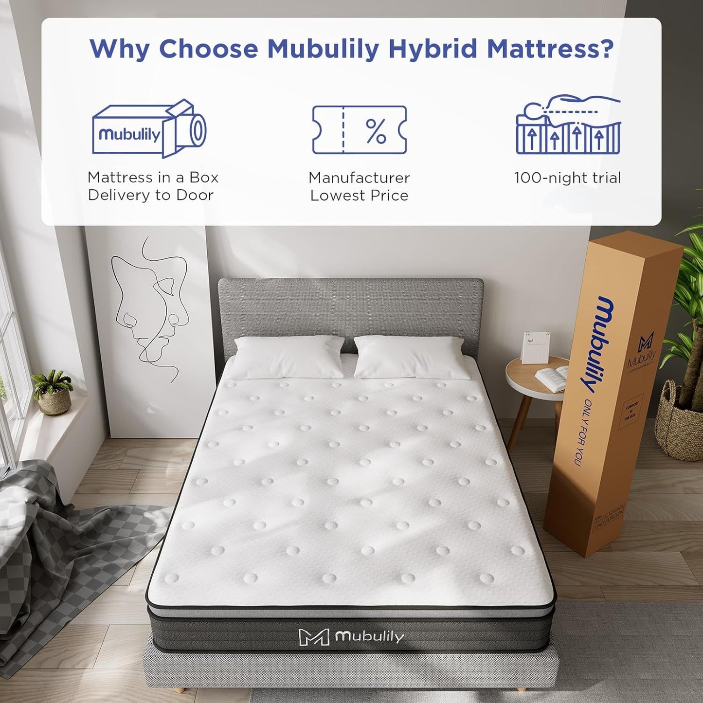 Full Hybrid Mattress, 8 Inch, Medium-Firm, Gel Memory Foam-4