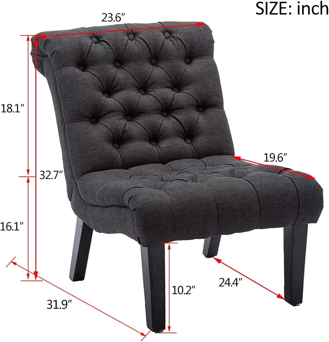 Gray Armless Accent Chair with Wood Legs-2